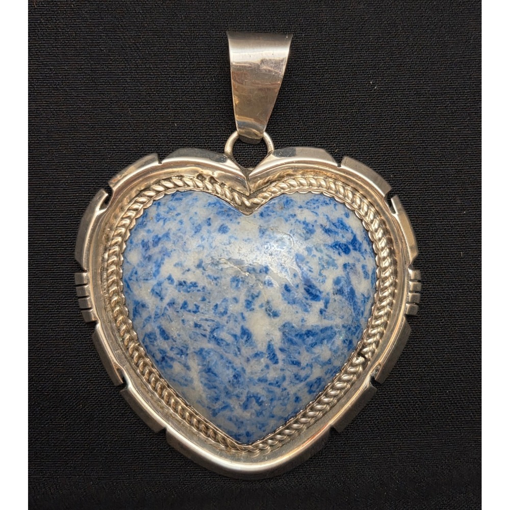 Jon McCray JMM 88 Sterling Silver Heart Pendant Blue Stone Southwestern 64g